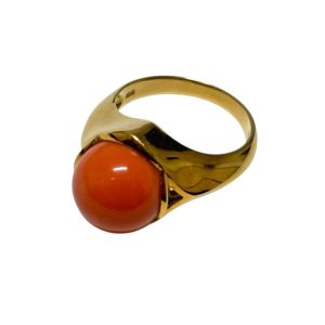 K18（18金）　リング　石あり　珊瑚